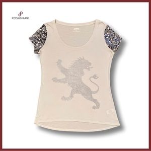 Express Sequin Scoop Neck T-shirt, Small